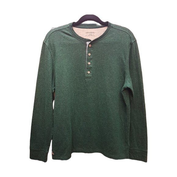 UNTUCKit Grassi Long Sleeve Henley Green Mens Regular Size Large Size L 358466 - Picture 8 of 8
